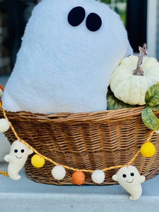 A Gnome on the Roam - Halloween handmade Sherpa Plush Ghost - 12"x14" felt eyes