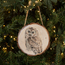 Load image into Gallery viewer, Ragon House - OWL ON WOOD SLICE ORNAMENT