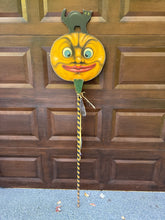 Load image into Gallery viewer, 2001 Bonnie Barrett &amp; J. Buller Boardwalk Originals Halloween Moon &amp; Cat Folk Art Wand