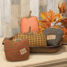 Load image into Gallery viewer, The Hearthside Collection - Stuffed Orange Plaid Mossy Top Fall Pumpkin