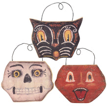 Load image into Gallery viewer, Primitives by Kathy - Halloween Faces Ornament Set