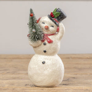 8.25" RED NOSE SNOWMAN W/ TREE