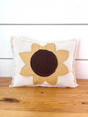 Kate + Em - Primitive Farmhouse Fall Sunflower Pillow-Brown