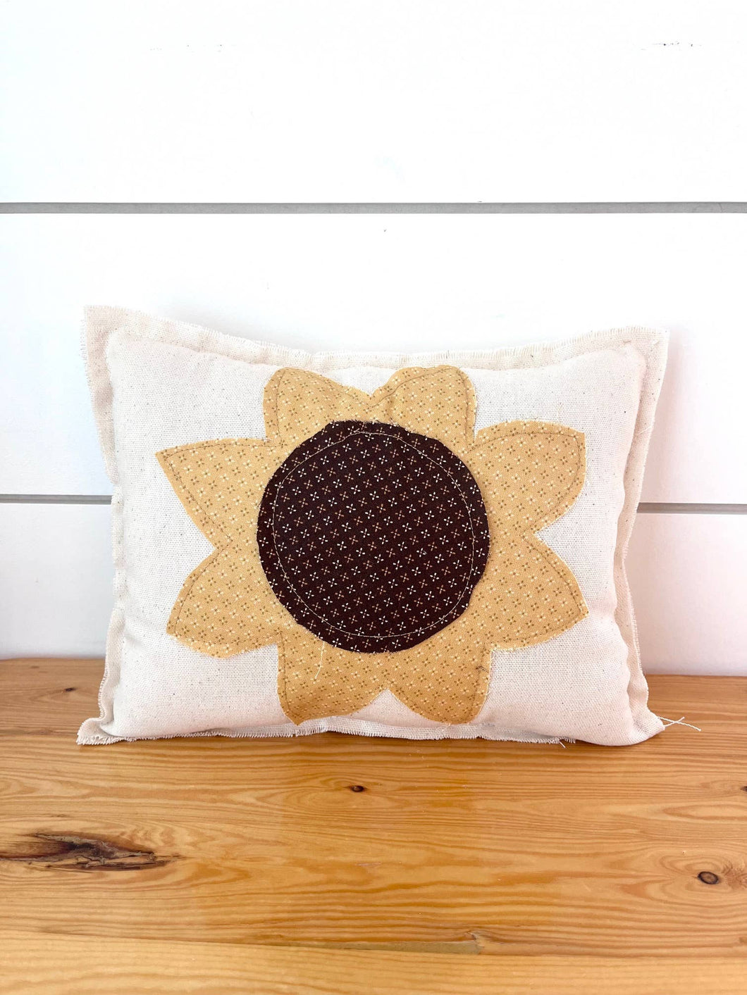 Kate + Em - Primitive Farmhouse Fall Sunflower Pillow-Brown