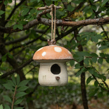 Load image into Gallery viewer, Ragon House - CREAM &amp; ORANGE MUSHROOM BIRDHOUSE W/ SNAIL