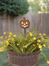 Load image into Gallery viewer, Jack O Lantern Pumpkin Halloween Garden Plant Stake