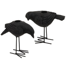 Load image into Gallery viewer, The Hearthside Collection - 2/Set - Black Metal Crow Taper Holders