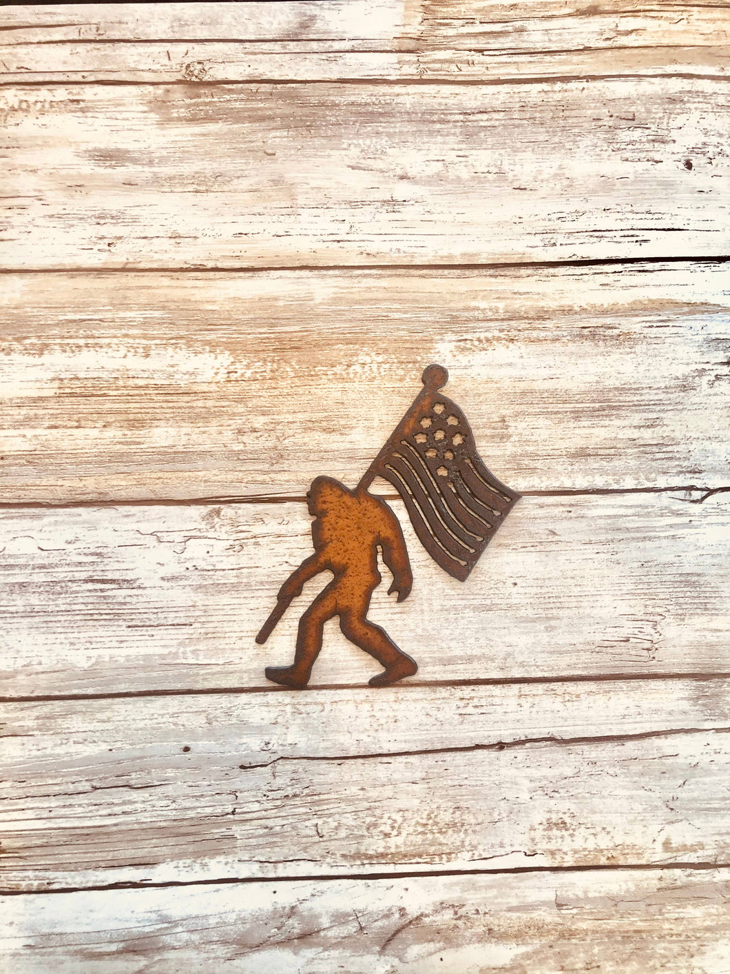 Universal Ironworks USA - Bigfoot with Flag Yeti Sasquatch Magnet