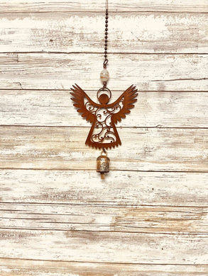 Universal Ironworks USA - Angel Wings up single Bell Rustic Memorial Garden Chime