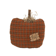 Load image into Gallery viewer, The Hearthside Collection - Stuffed Orange Plaid Mossy Top Fall Pumpkin
