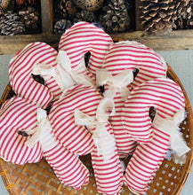 Load image into Gallery viewer, A Gnome on the Roam - Fabric Candy Canes in red and white ticking and ribbon