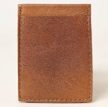 Load image into Gallery viewer, Genuine Leather Hand Tooled Feather Design Card Holder