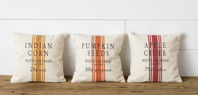 Audrey's Home & Gift - Grain Sack Pillows - Pumpkin, Apple, Corn