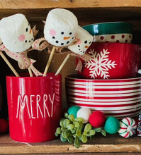 Load image into Gallery viewer, A Gnome on the Roam - Faux Christmas Marshmallows with a skewer, Snowman face