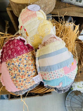 Load image into Gallery viewer, A Gnome on the Roam - Vintage Fabric Easter Eggs made from upcycled quilts