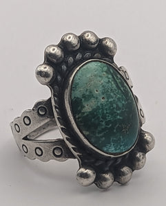 Fred Harvey Era Sterling Silver Green Turquoise Ring