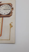 Load image into Gallery viewer, Antique 1910s Halloween Postcard - "A Thrilling Halloween" Grandfather Clock &amp; Black Cat - Heavily Embossed, Unposted