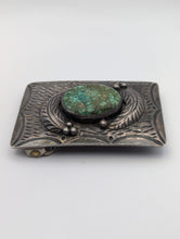 Load image into Gallery viewer, Navajo Green Turquoise A Bennally Belt Buckle