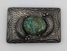 Load image into Gallery viewer, Navajo Green Turquoise A Bennally Belt Buckle