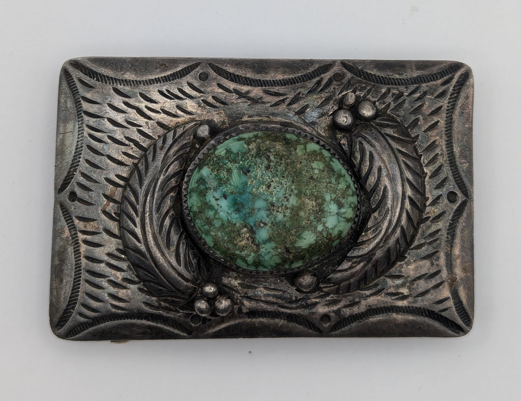 Navajo Green Turquoise A Bennally Belt Buckle