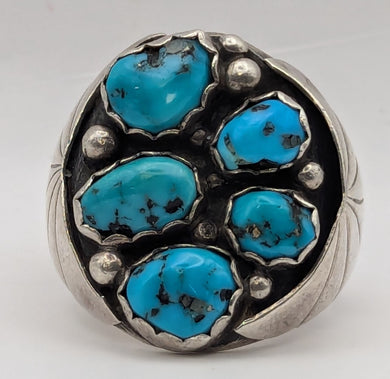 Navajo Cluster Turquoise Ring Sz. 11.25