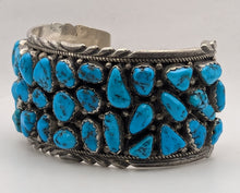 Load image into Gallery viewer, Massive Turquoise Cluster Cuff Zia - 98 g