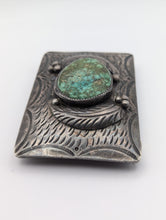 Load image into Gallery viewer, Navajo Green Turquoise A Bennally Belt Buckle