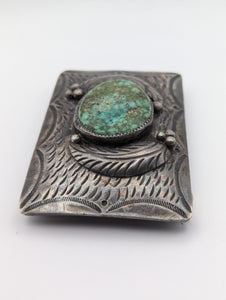 Navajo Green Turquoise A Bennally Belt Buckle