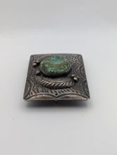 Load image into Gallery viewer, Navajo Green Turquoise A Bennally Belt Buckle