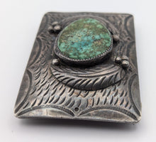 Load image into Gallery viewer, Navajo Green Turquoise A Bennally Belt Buckle