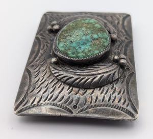 Navajo Green Turquoise A Bennally Belt Buckle