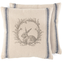 Load image into Gallery viewer, Bunny and Wreath Cotton Pillow - Primitives by Kathy