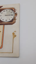 Load image into Gallery viewer, Antique 1910s Halloween Postcard - "A Thrilling Halloween" Grandfather Clock &amp; Black Cat - Heavily Embossed, Unposted