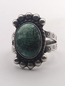 Fred Harvey Era Sterling Silver Green Turquoise Ring