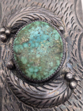 Load image into Gallery viewer, Navajo Green Turquoise A Bennally Belt Buckle