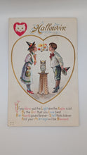 Load image into Gallery viewer, Antique c. 1915 Nash Halloween Postcard – Series H-13 Embossed Heart &amp; Owl (Unused)