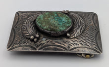 Load image into Gallery viewer, Navajo Green Turquoise A Bennally Belt Buckle