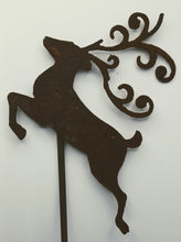 Load image into Gallery viewer, Rusty Reindeer Yard or Plant Stake - 15&quot; - 18&quot;