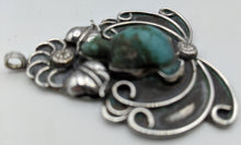 Load image into Gallery viewer, Carved Turquoise Turtle Sterling Silver Pendant