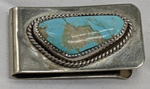 Load image into Gallery viewer, Hallmarked Turquoise and Sterling Silver Money Clip