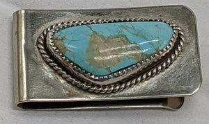 Hallmarked Turquoise and Sterling Silver Money Clip