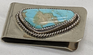 Hallmarked Turquoise and Sterling Silver Money Clip