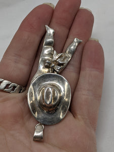 Reversible Western Cowgirl Sterling Silver Larger Pendant