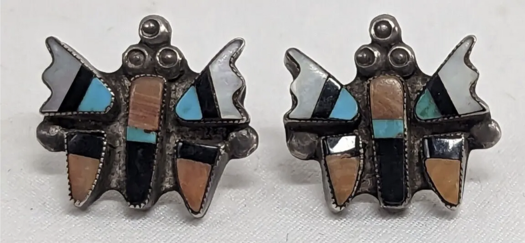 Zuni Butterfly Inlaid Multi Stone Earrings